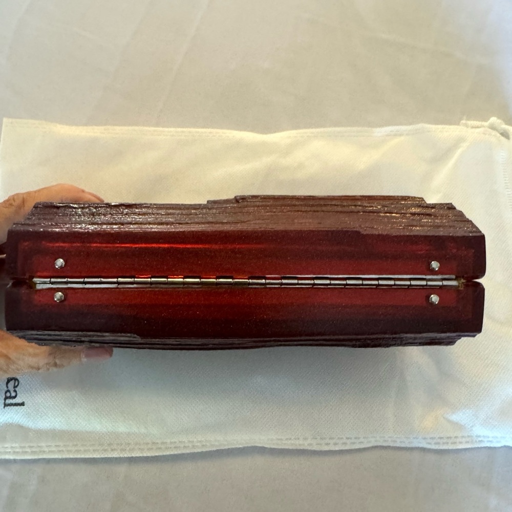 RARE Kara Ross Gemmo garnet red resin minaudiere / evening clutch - Picture 8 of 10